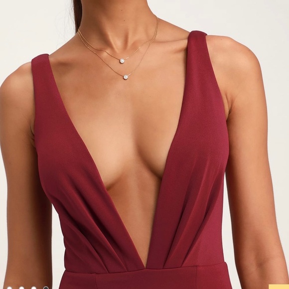 LuLu’s Adelina Burgundy Sleeveless Mermaid Maxi Dress - Picture 3 of 11
